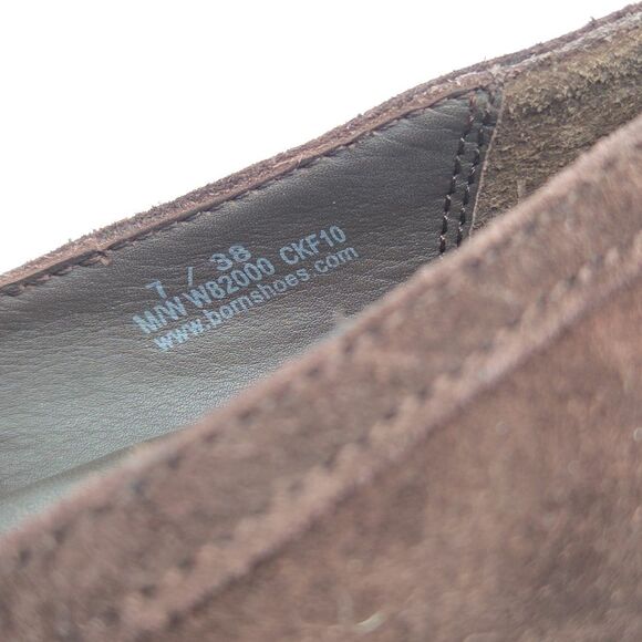 Born Brown Suede Comfort Penny Loafers Womens Chunky Heels Size 7 CKF10 - Picture 8 of 8